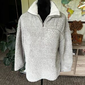 Poof! Charcoal and Light Gray Sherpa Pullover